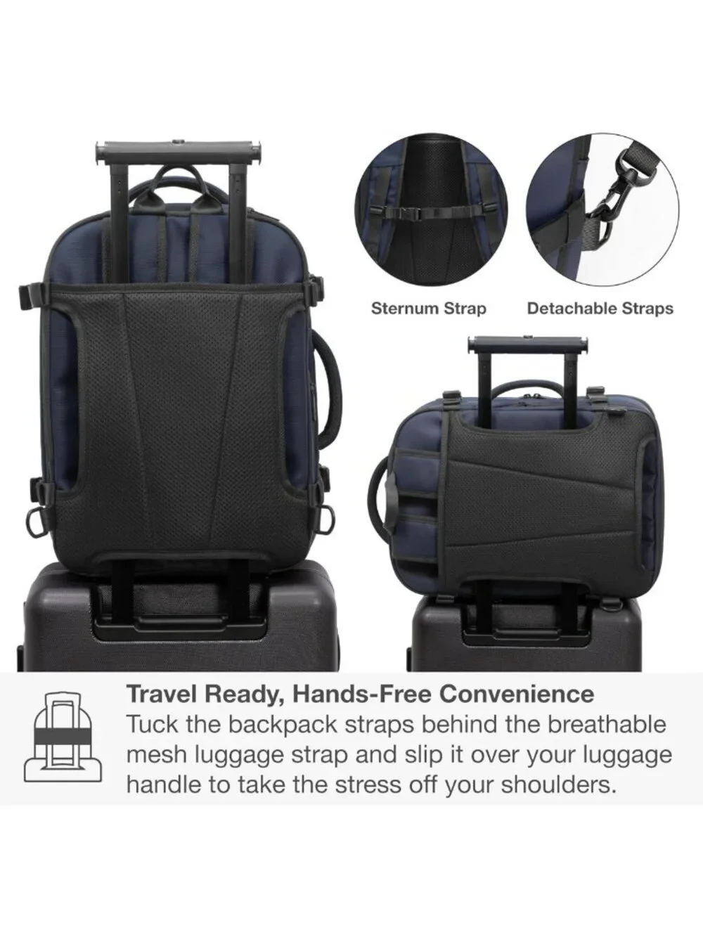 Expandable 27L Backpack for Travel, Work, Office, Camping & Fishing - Blue